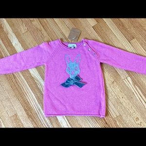 Girls Wool Cashmere blend Pink bunny face sweater